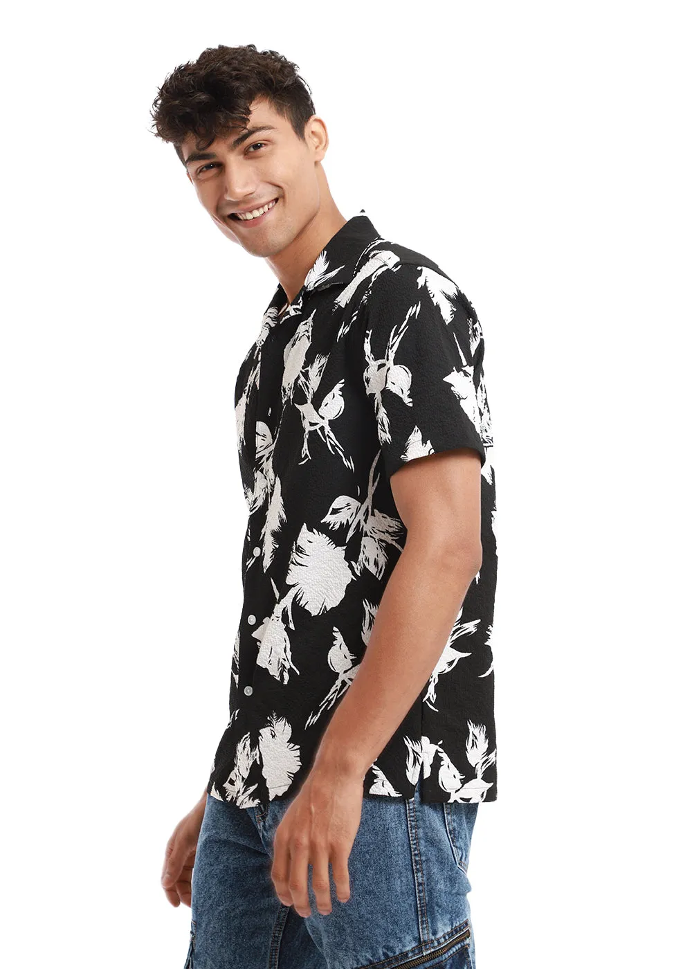 Blume Print Black Popcorn Shirt