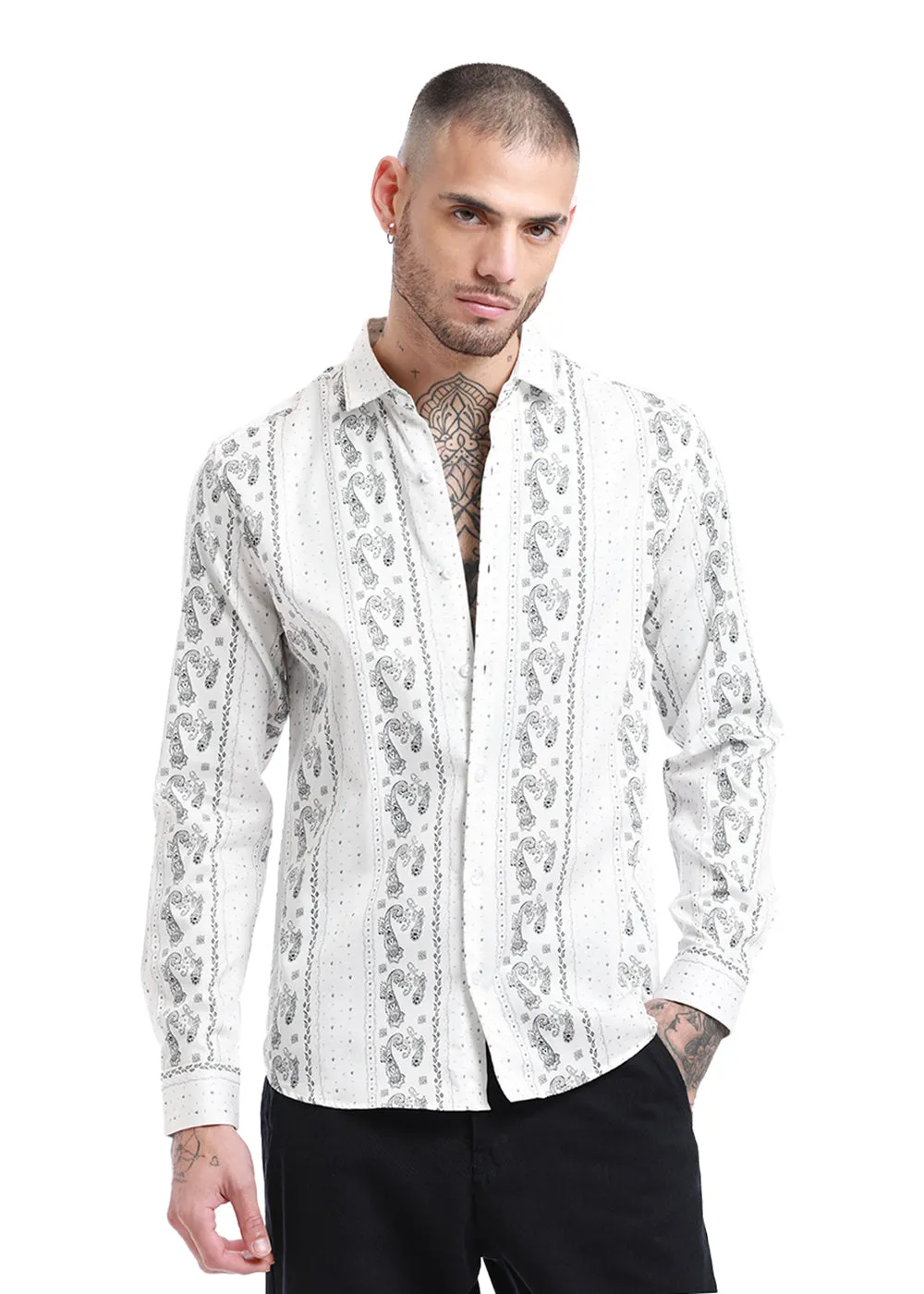 Bohemian Bliss White Paisley Shirt