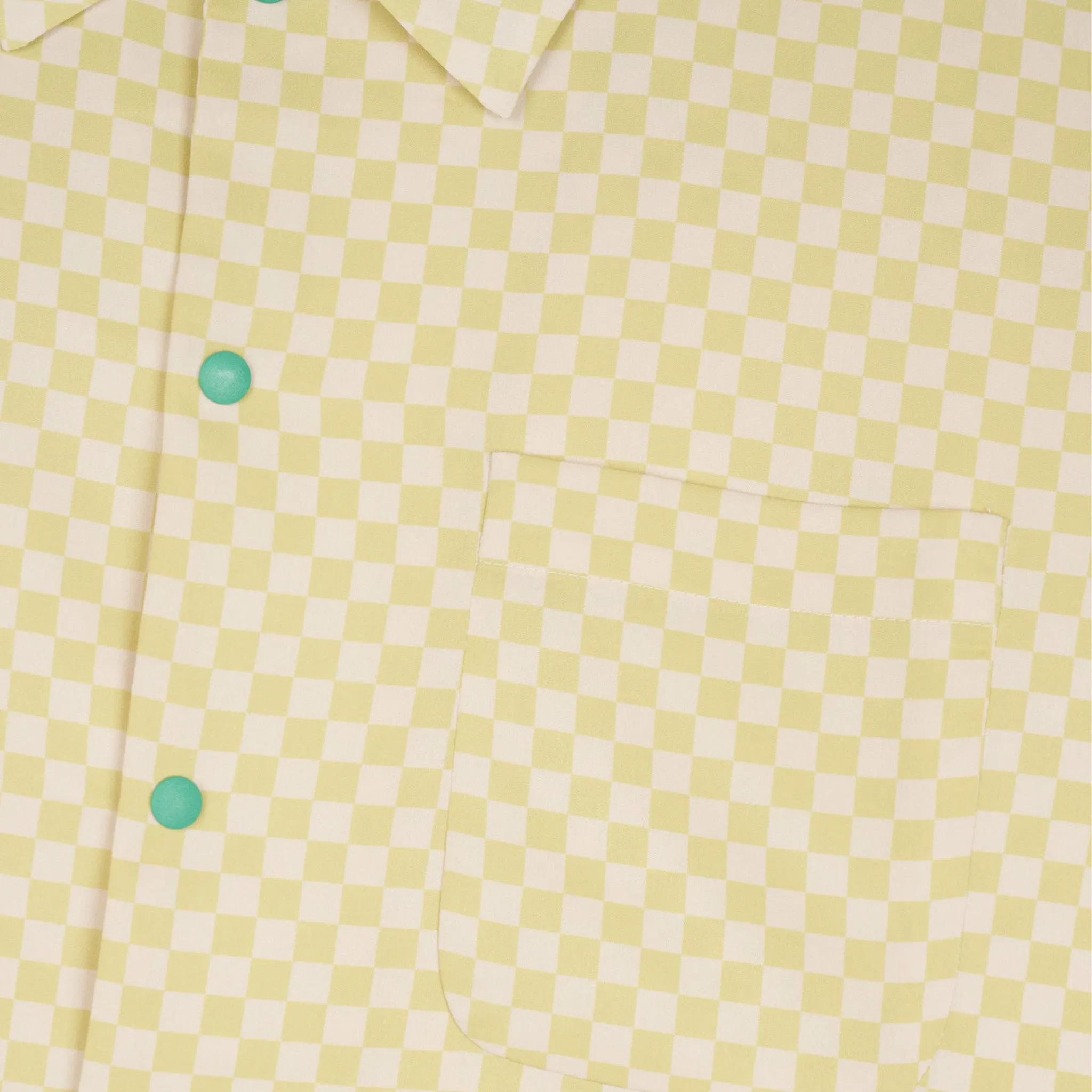 Brain Dead Micro Check Short Sleeve Snap Shirt (Key Lime)