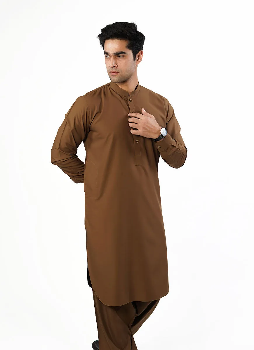 Brown Plain Delta Wash N Wear Shalwar Kameez Suit