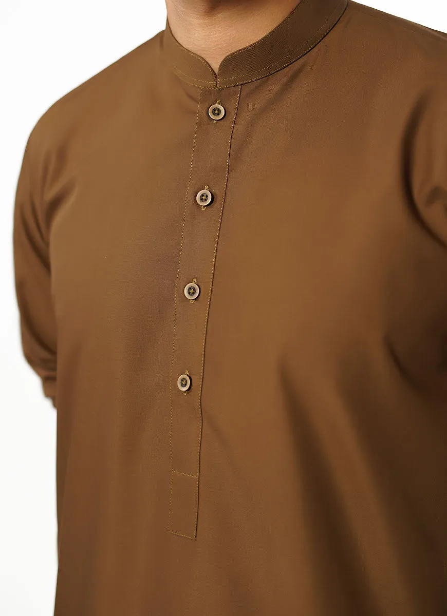 Brown Plain Delta Wash N Wear Shalwar Kameez Suit