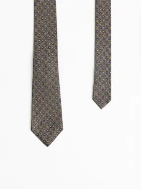 Brown/Blue Dotted Pattern Silk Tie