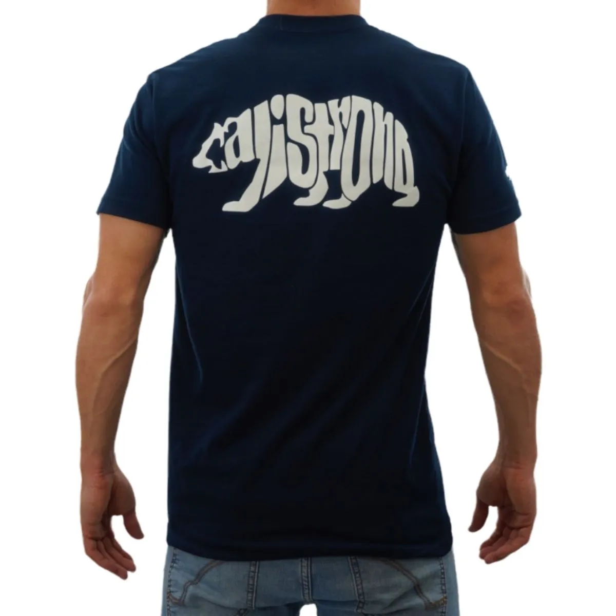 CALI Strong Word Bear T-shirt Navy Blue Glow in the Dark