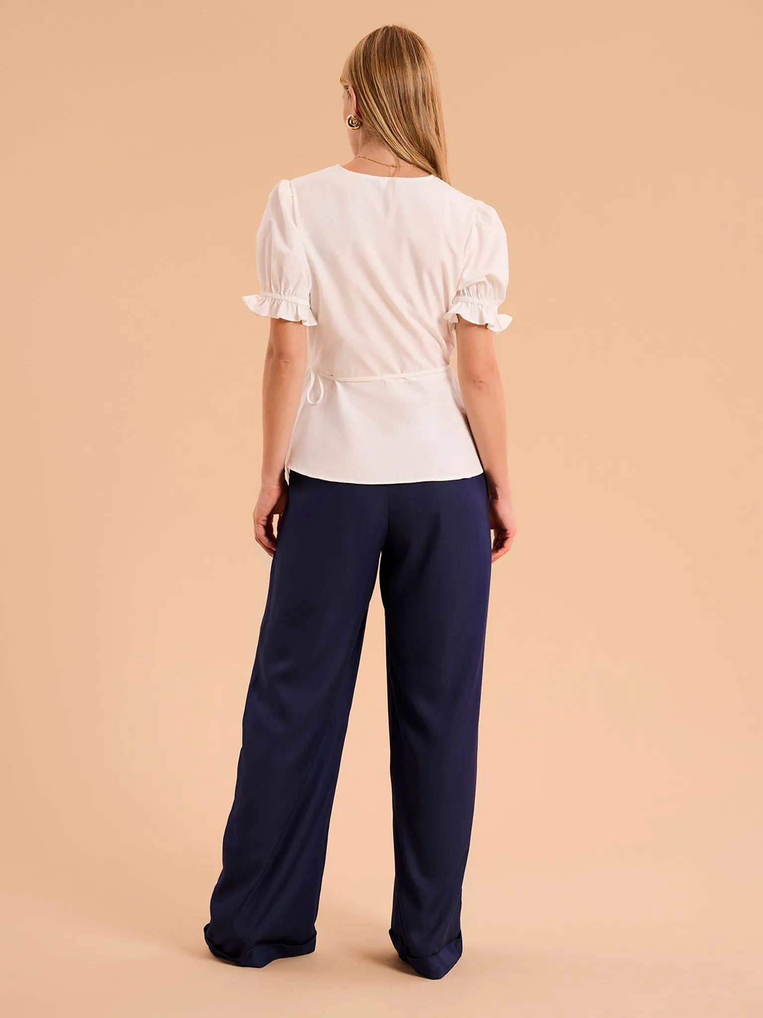 Candy Pleat Front Straight Leg Trouser in Navy