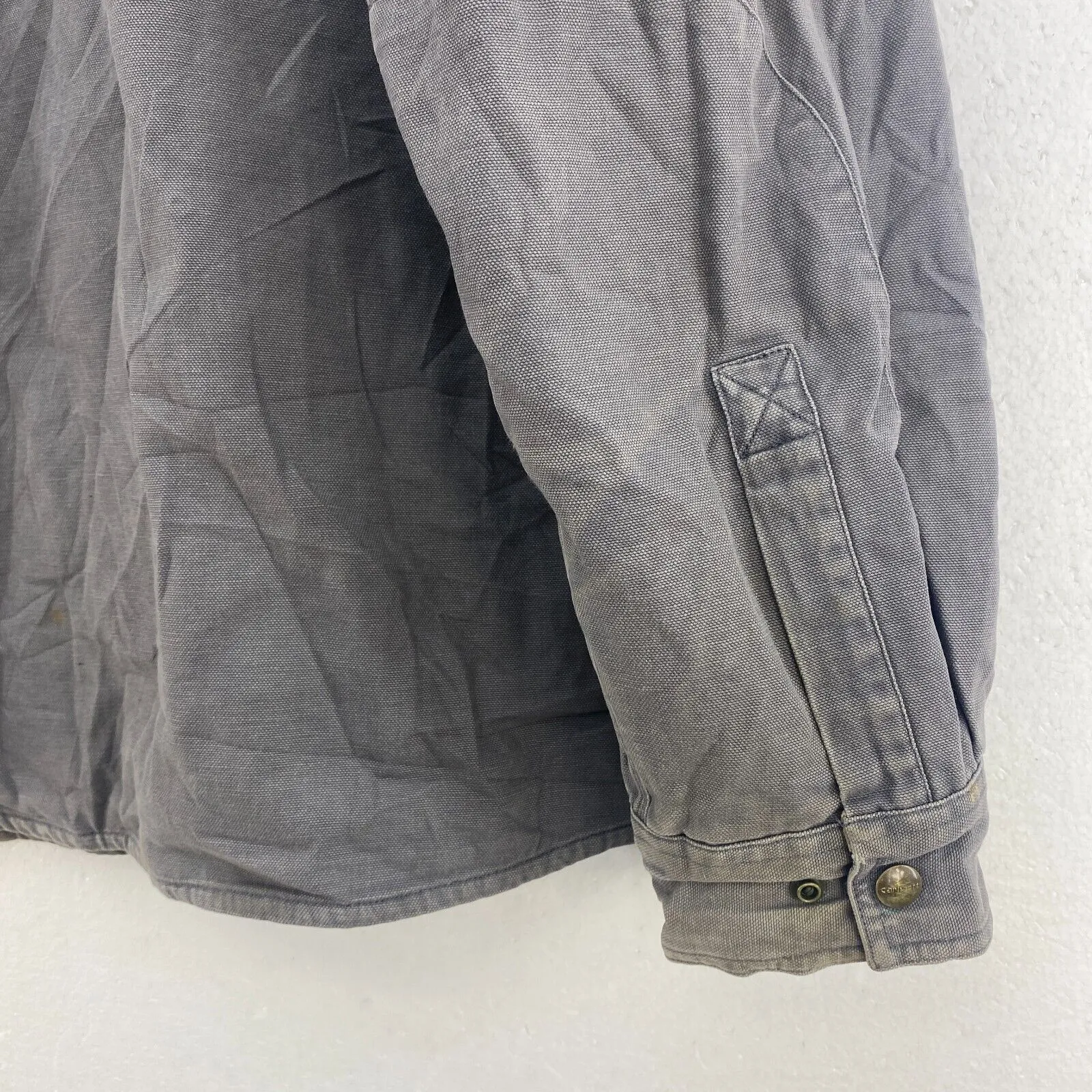 Carhartt Logo Snapped Vintage Gray Over Shirt Jacket Size 2XL