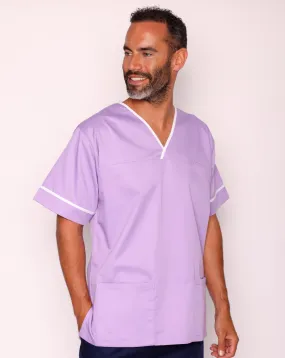 Casey Unisex Smart Scrub Tunic - Lilac / White