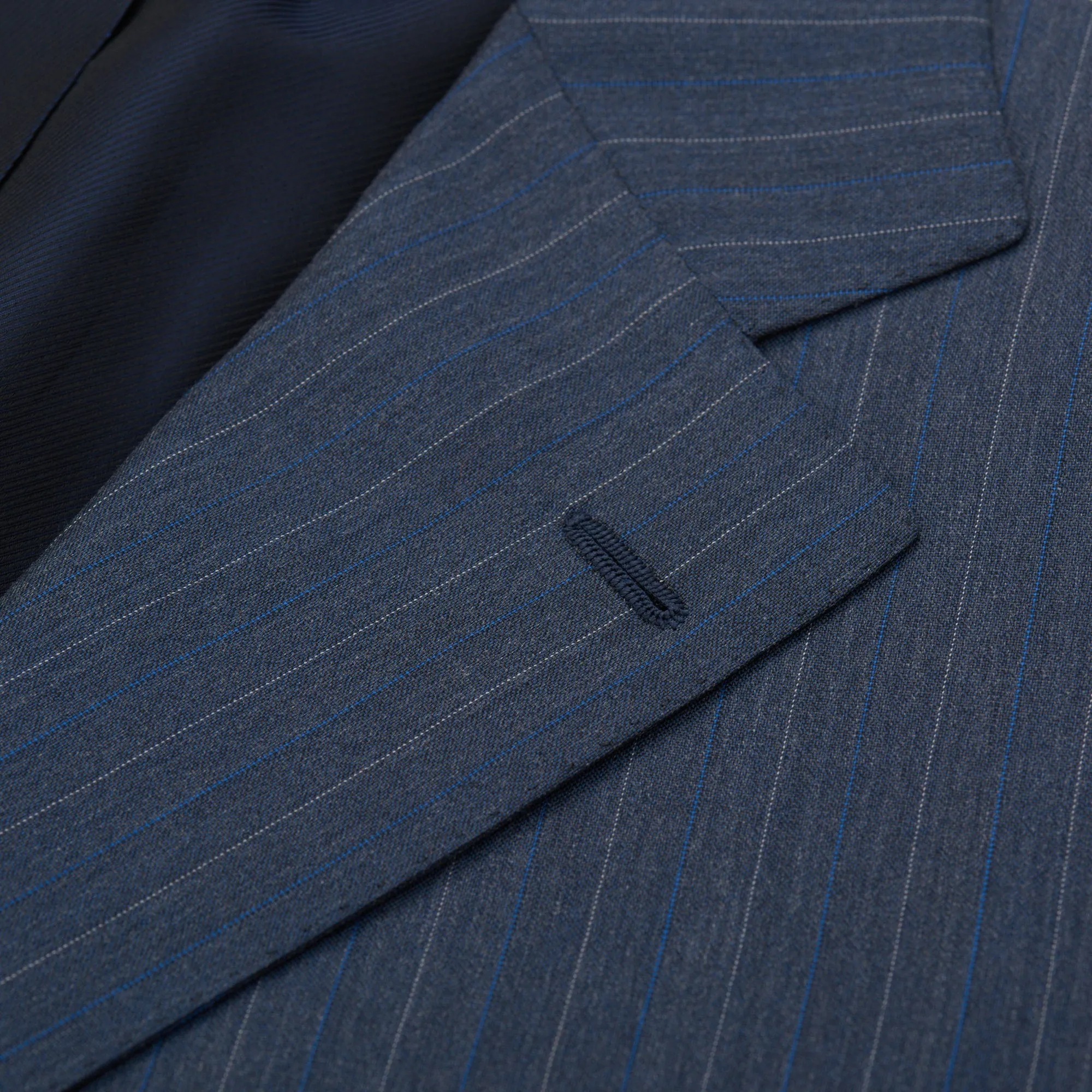 CESARE ATTOLINI Napoli Handmade Blue Striped Wool Super 120's Suit 52 NEW US 42