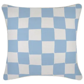 Check Indoor/Outdoor Cushion Pale Blue