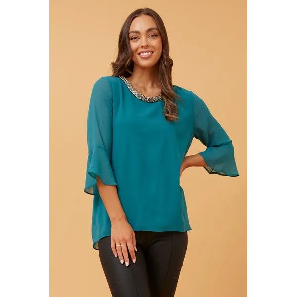 CHIKA BEADING NECK BLOUSE