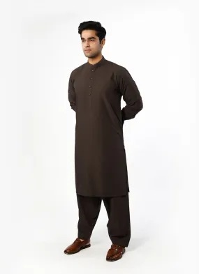 Chocolate Brown Plain Delta Wash N Wear Shalwar Kameez Suit