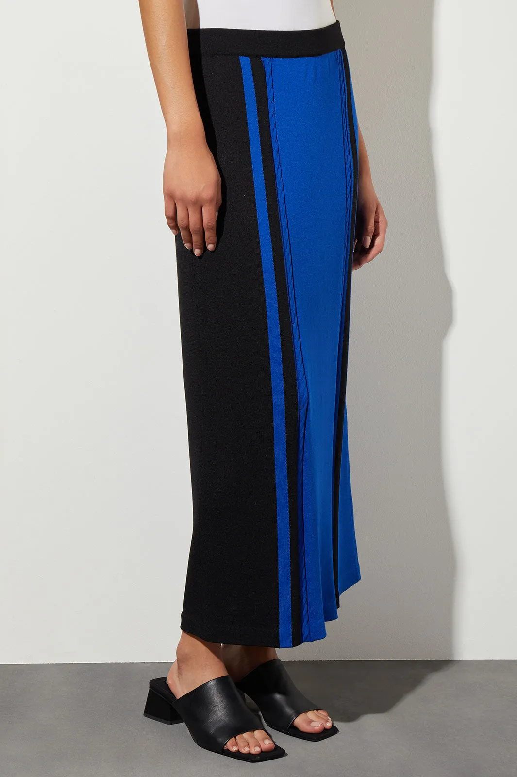 Colorblock Cable Soft Knit Maxi Skirt