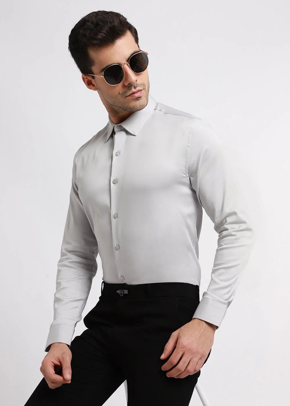 Cool Gray Satin Shirt