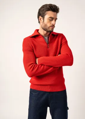 Cotentin trucker-style neck jumper - in pure new wool (ROUGE)