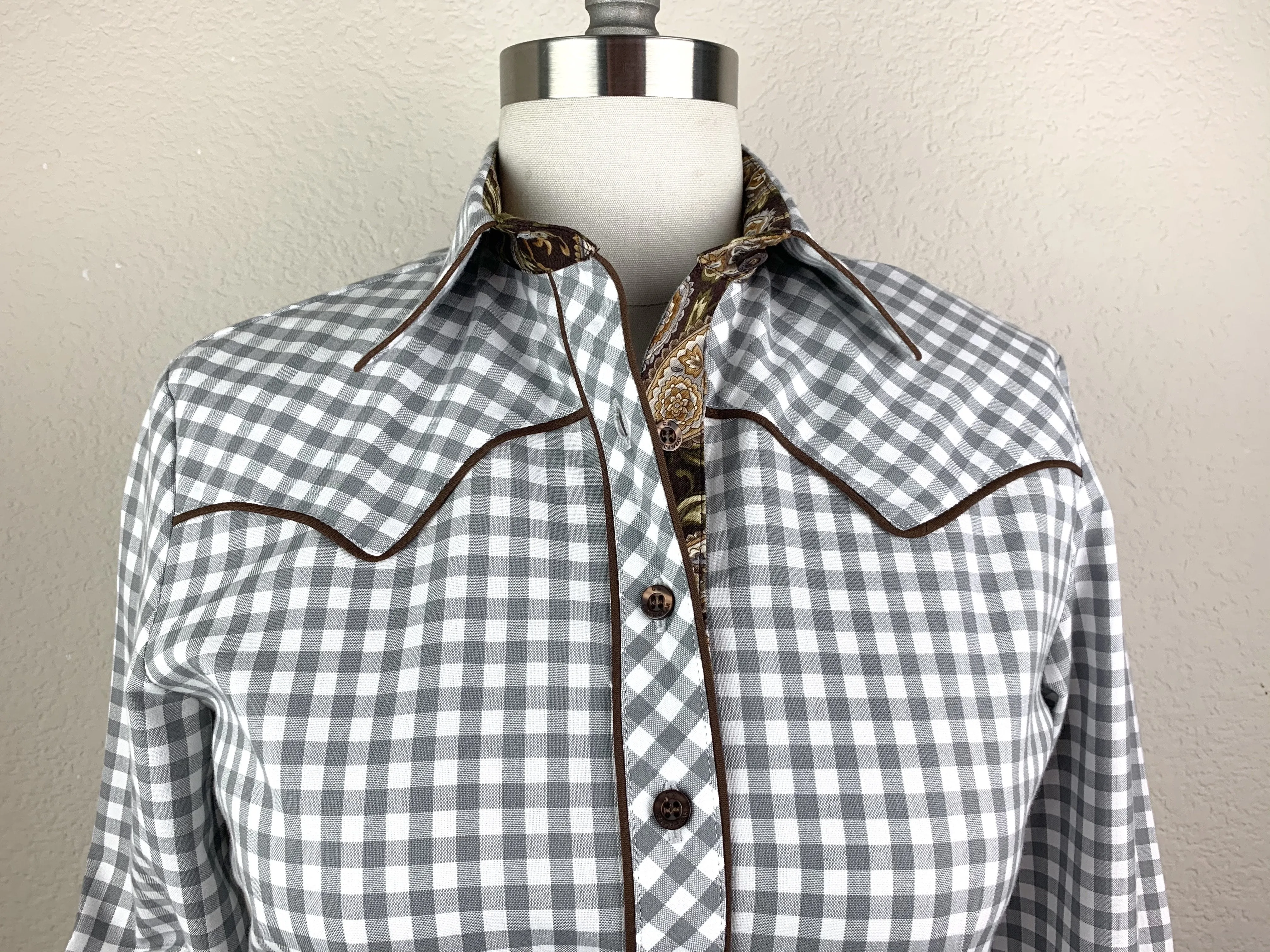 CR Western Pro Gray and White Gingham