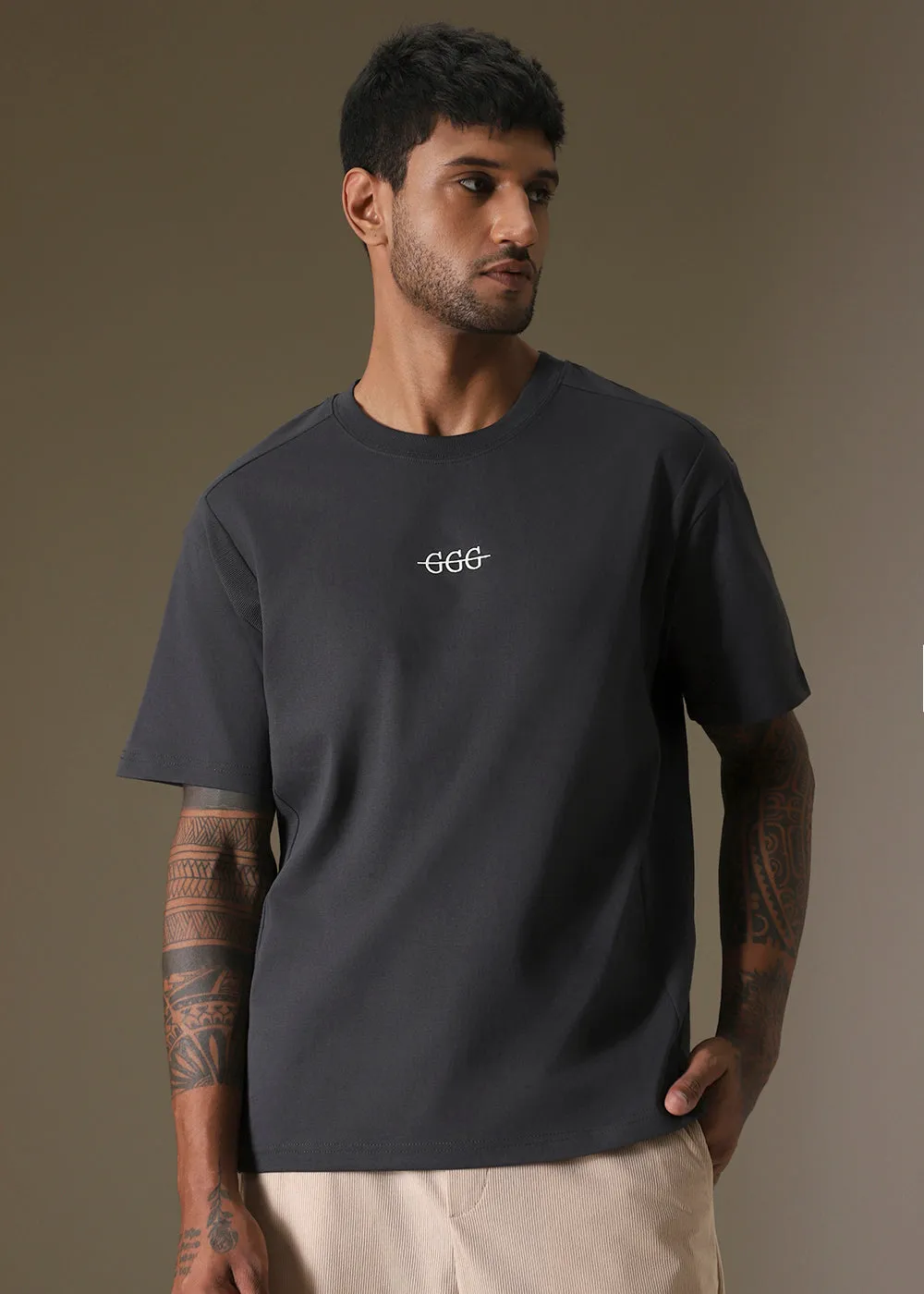 Cut And Sew Grey Oversized T-shirt