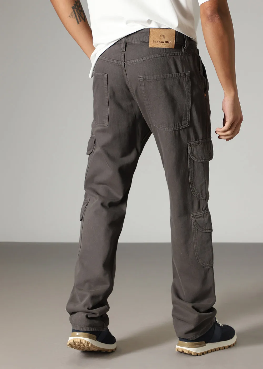 Dark Gray Double Pocket Cargo Denim