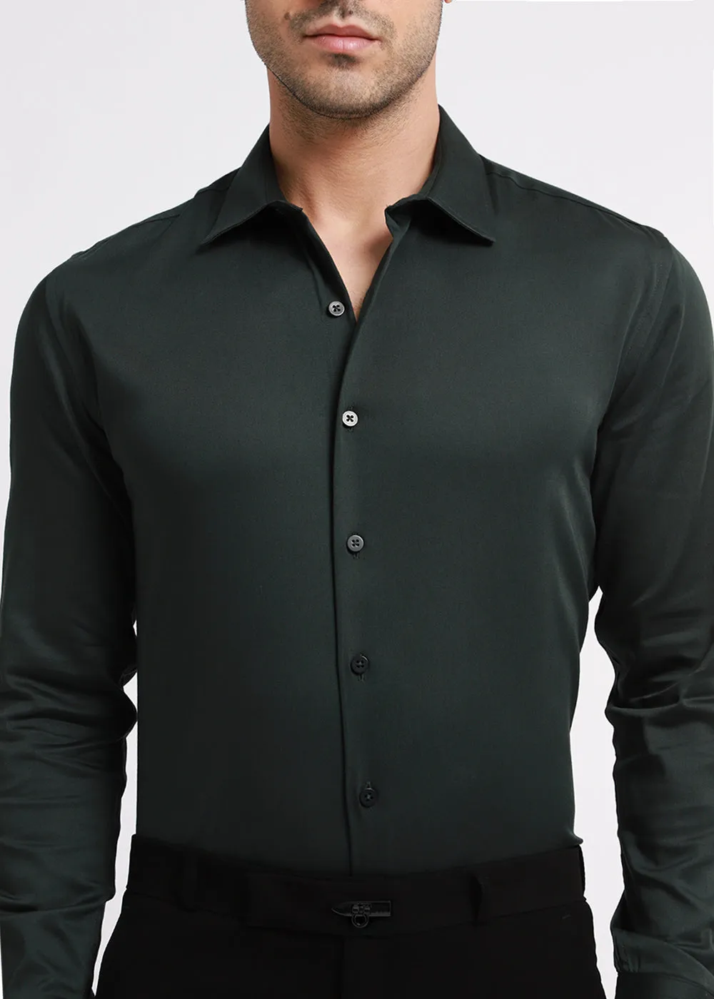 Dark Green Satin Shirt