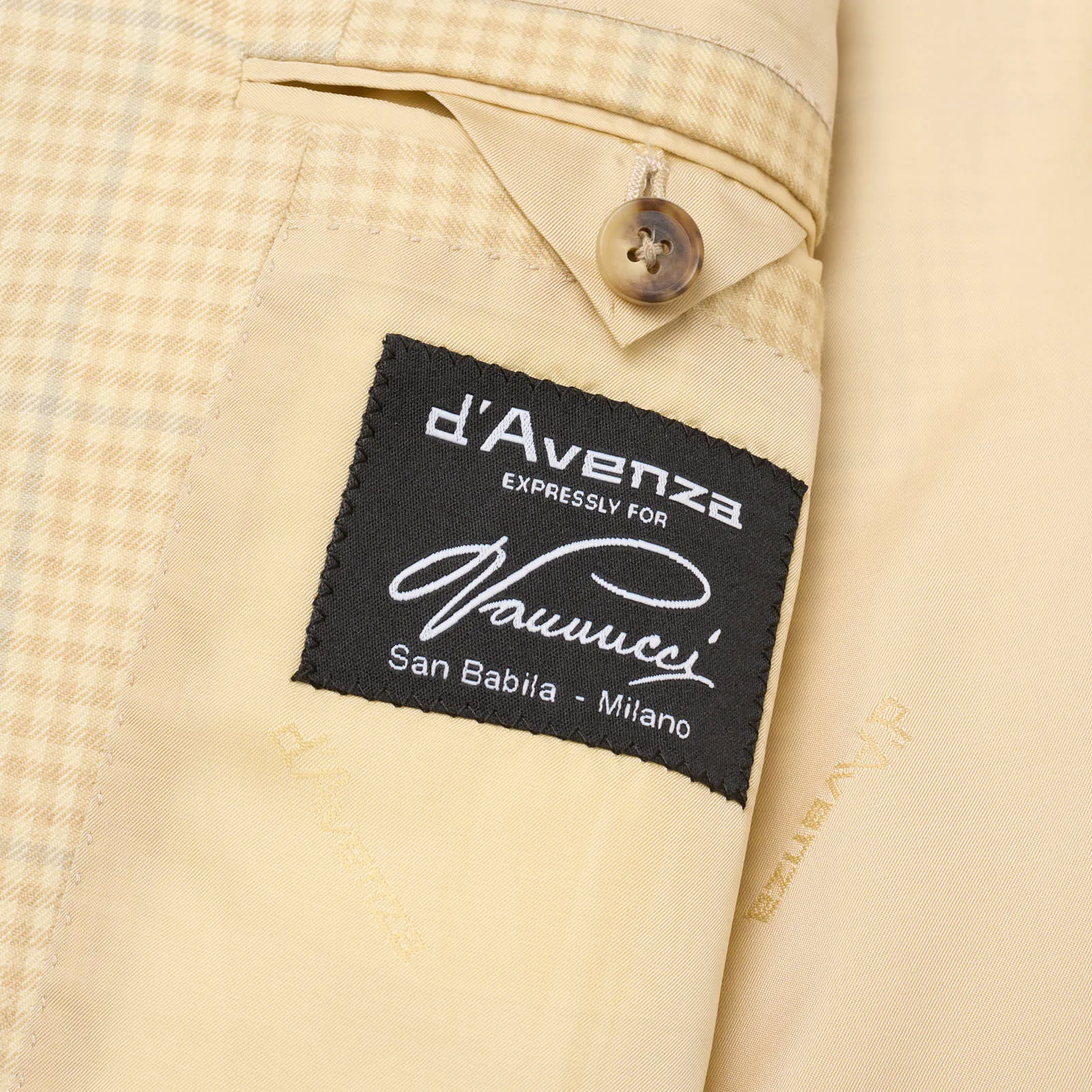 D'AVENZA for VANNUCCI Handmade Beige Checked Cashmere Jacket EU 48 NEW US 38