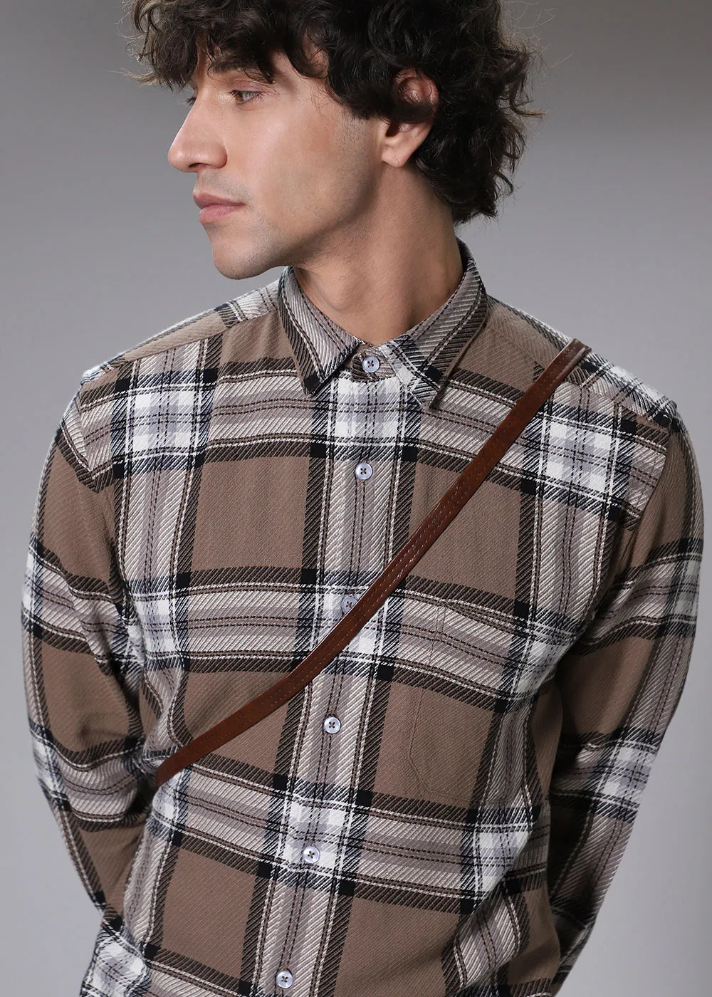 Dobby Check Stone Shirt