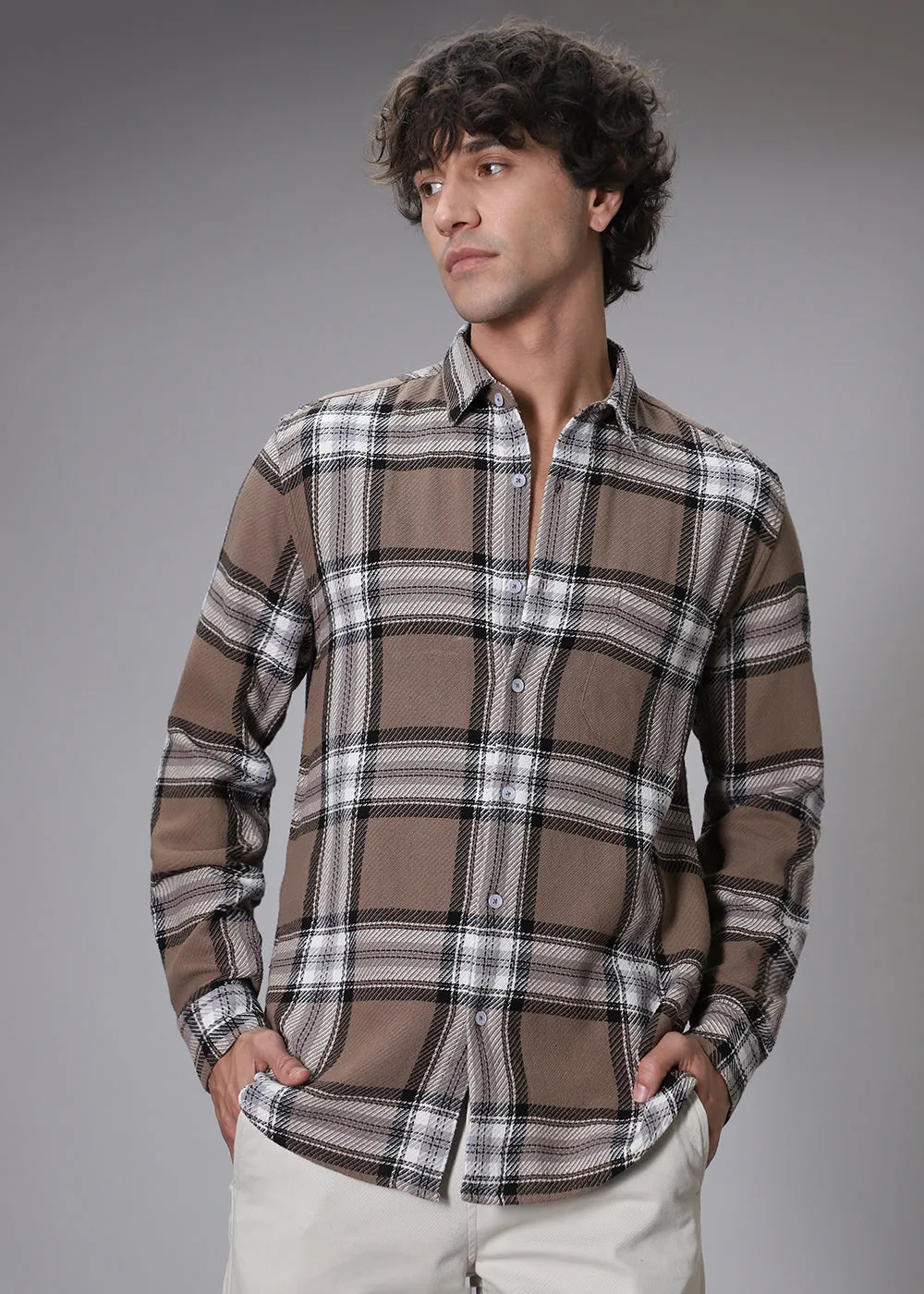 Dobby Check Stone Shirt