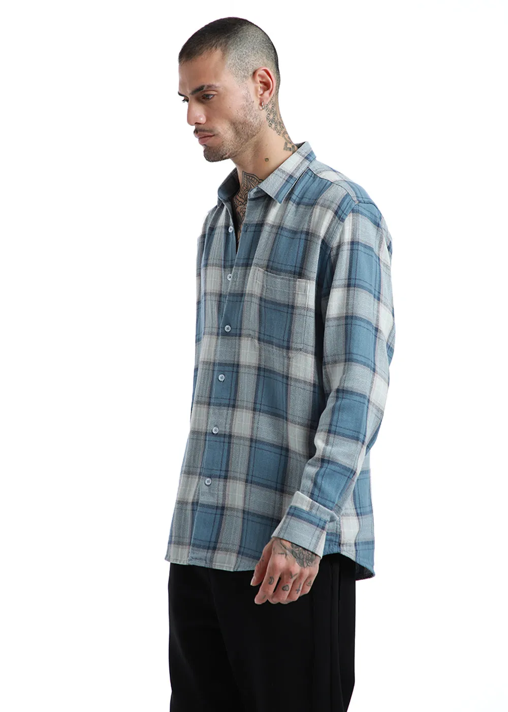 Dobby Colony Blue Check Shirt