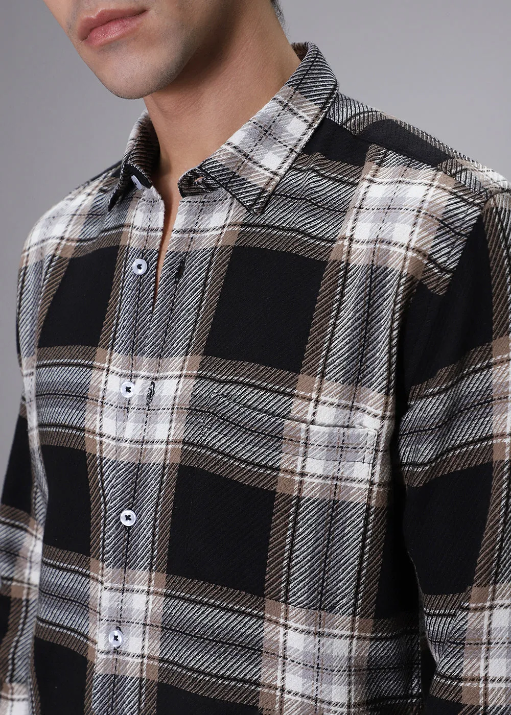 Dobby Grease Checked Shirt