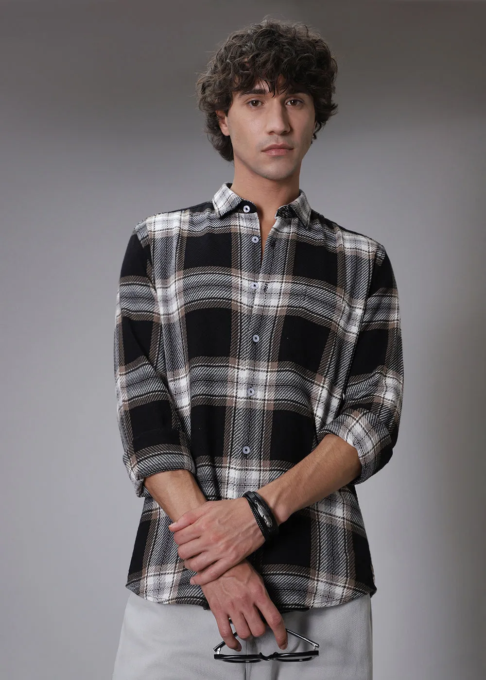 Dobby Grease Checked Shirt