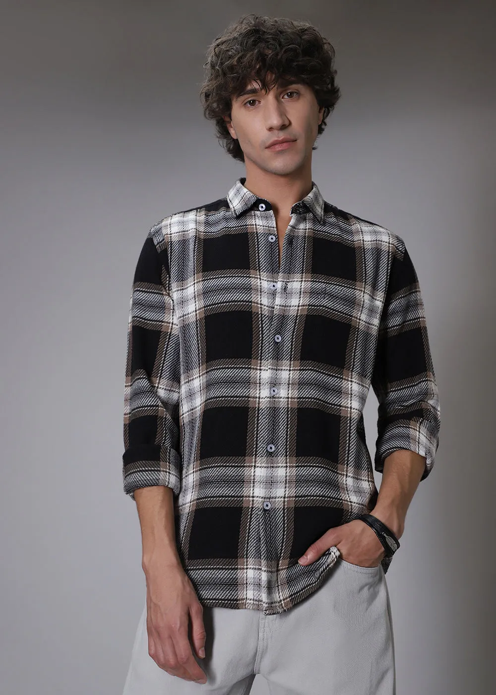 Dobby Grease Checked Shirt