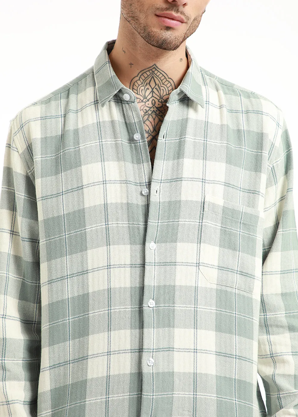 Dobby Turkish Green Check Shirt