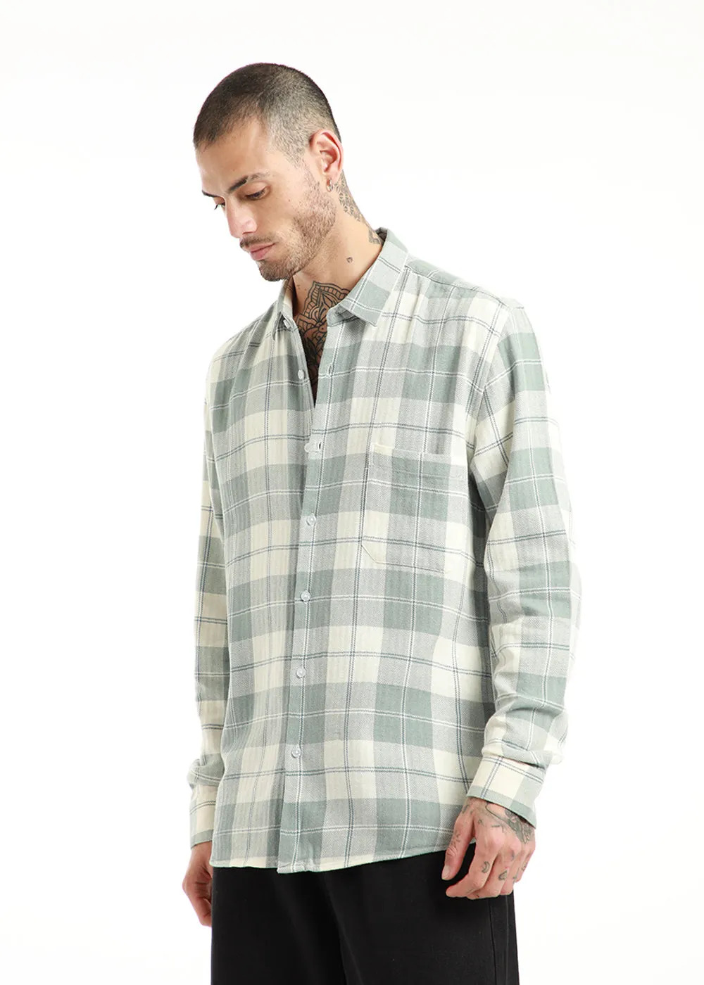 Dobby Turkish Green Check Shirt