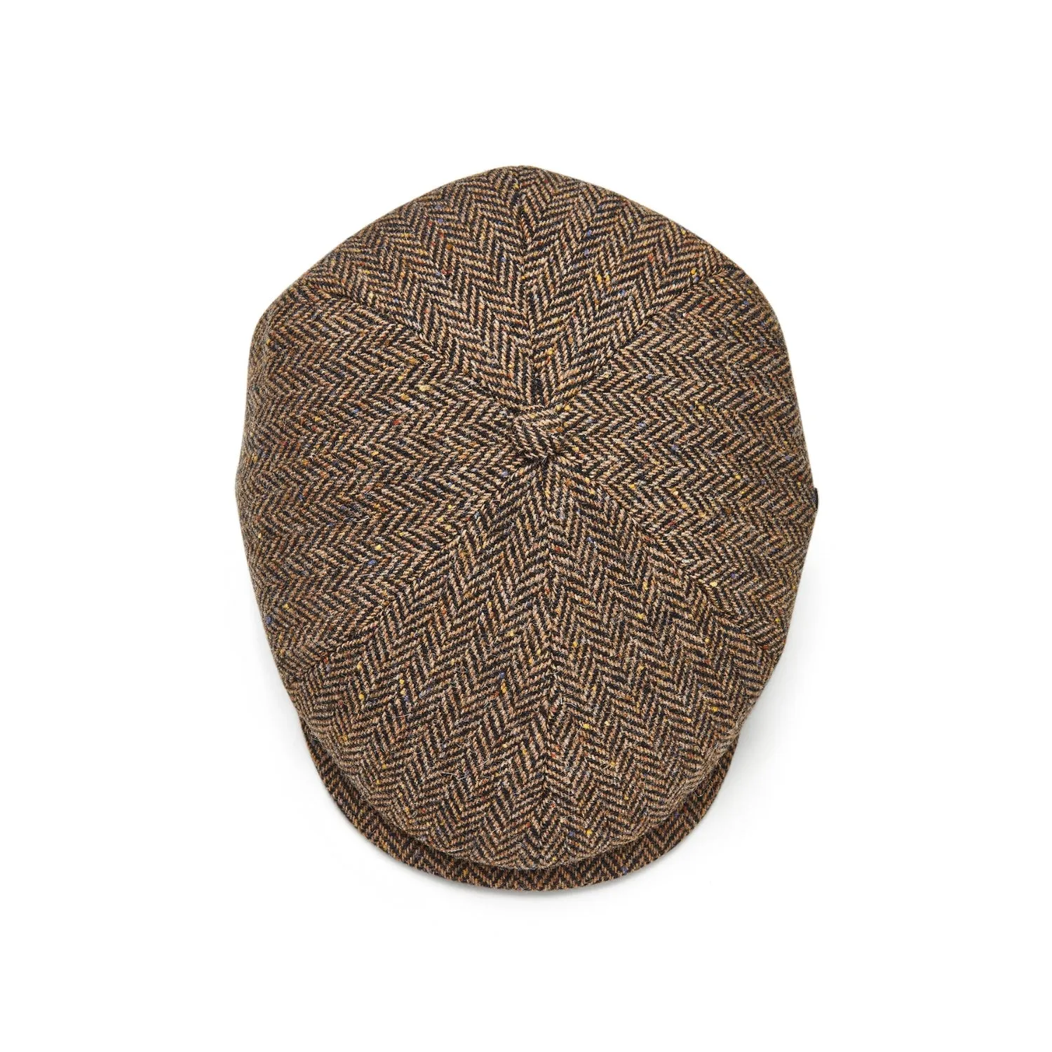 Donegal Tweed 6 Piece News Boy Cap | Brown Herringbone | City Sport