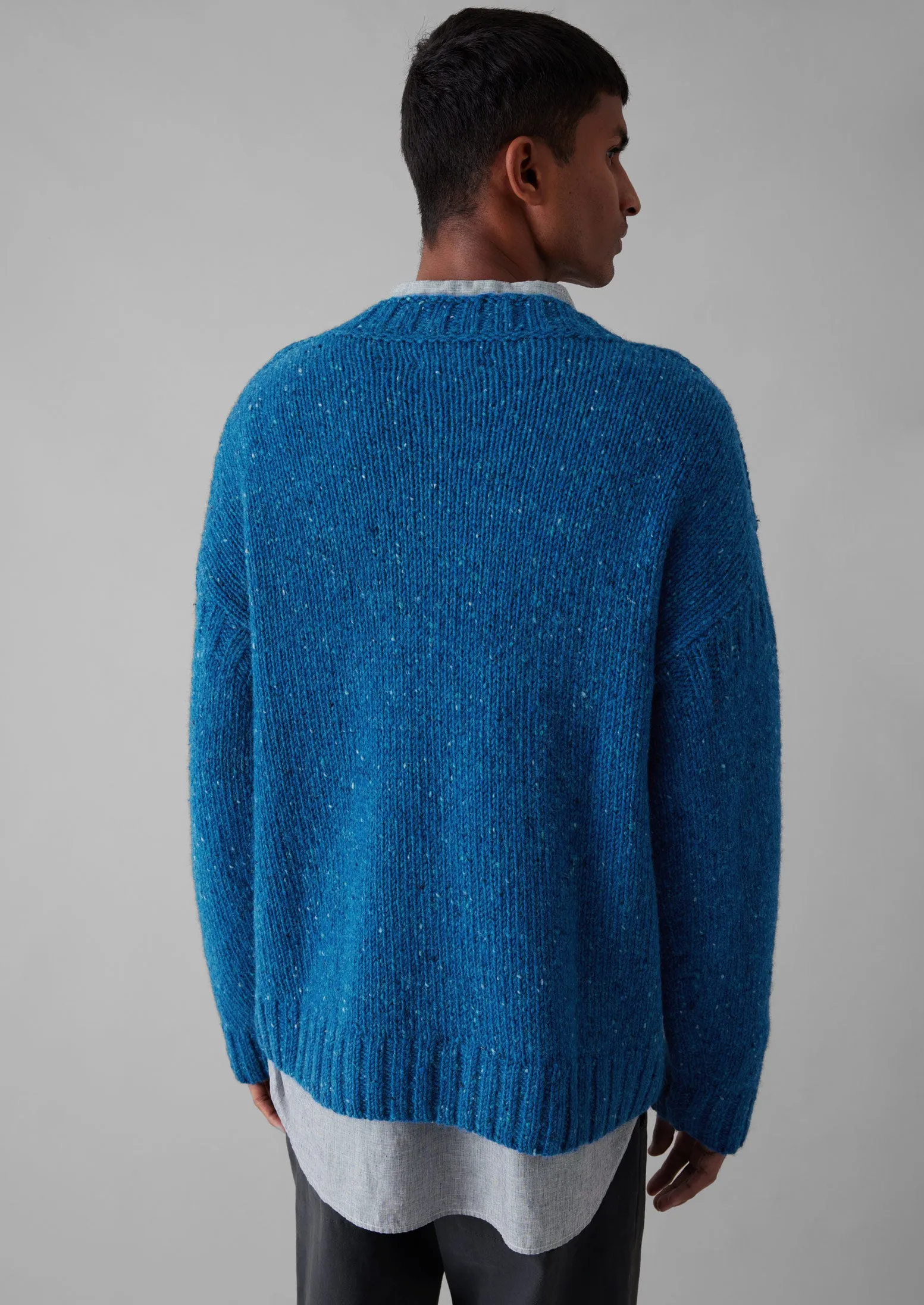 Donegal Wool High Neck Easy Sweater | Neptune Blue