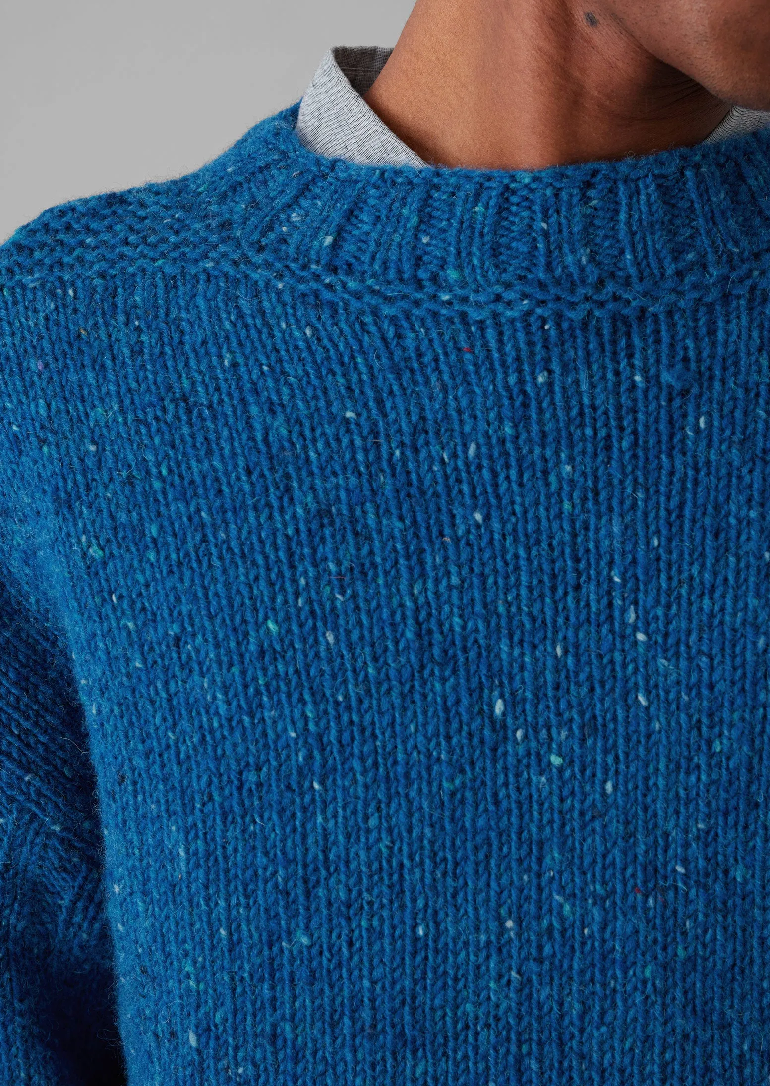 Donegal Wool High Neck Easy Sweater | Neptune Blue