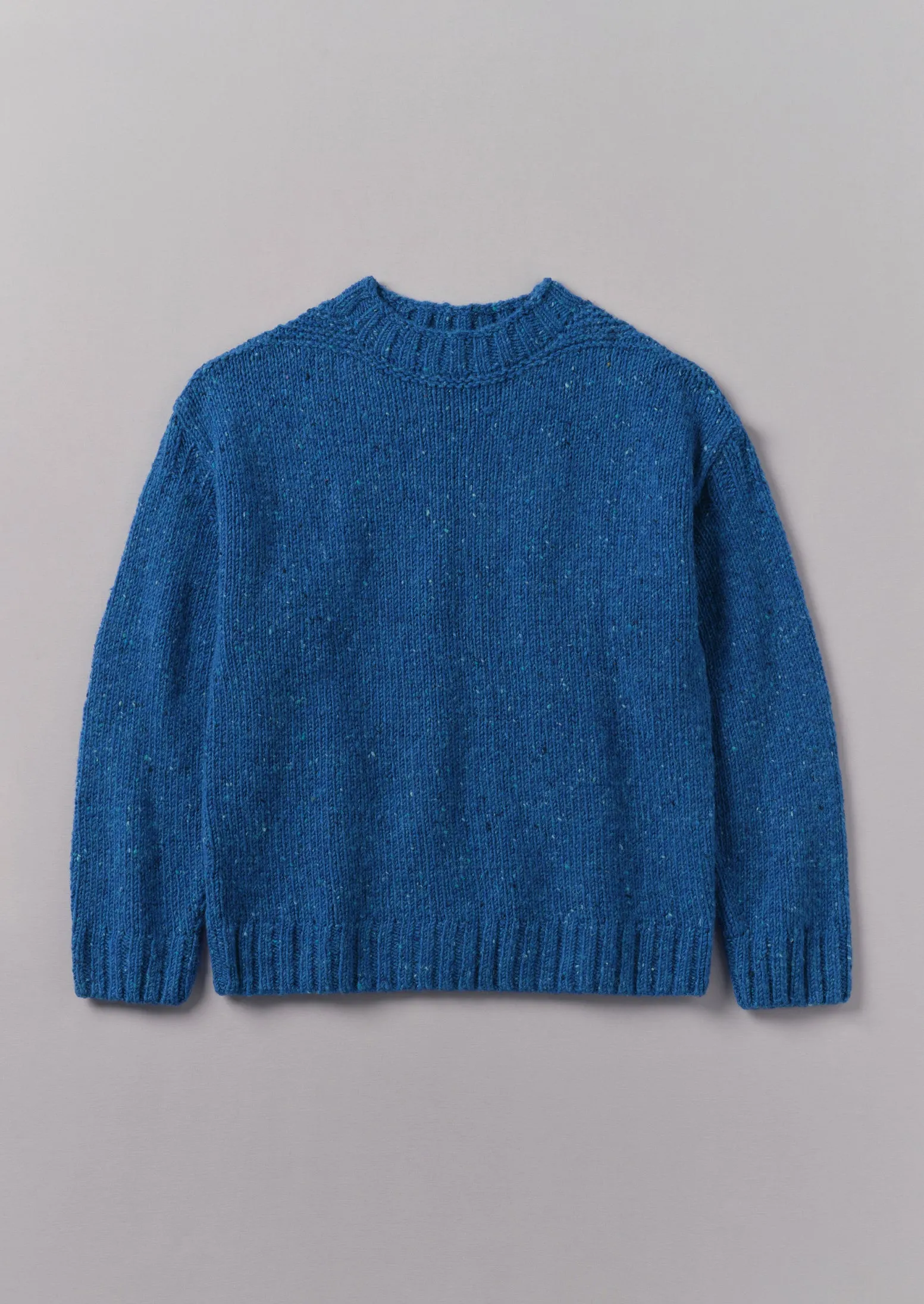 Donegal Wool High Neck Easy Sweater | Neptune Blue