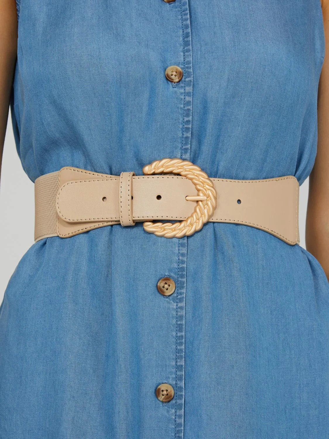 Elastic Belt With Gold Buckle