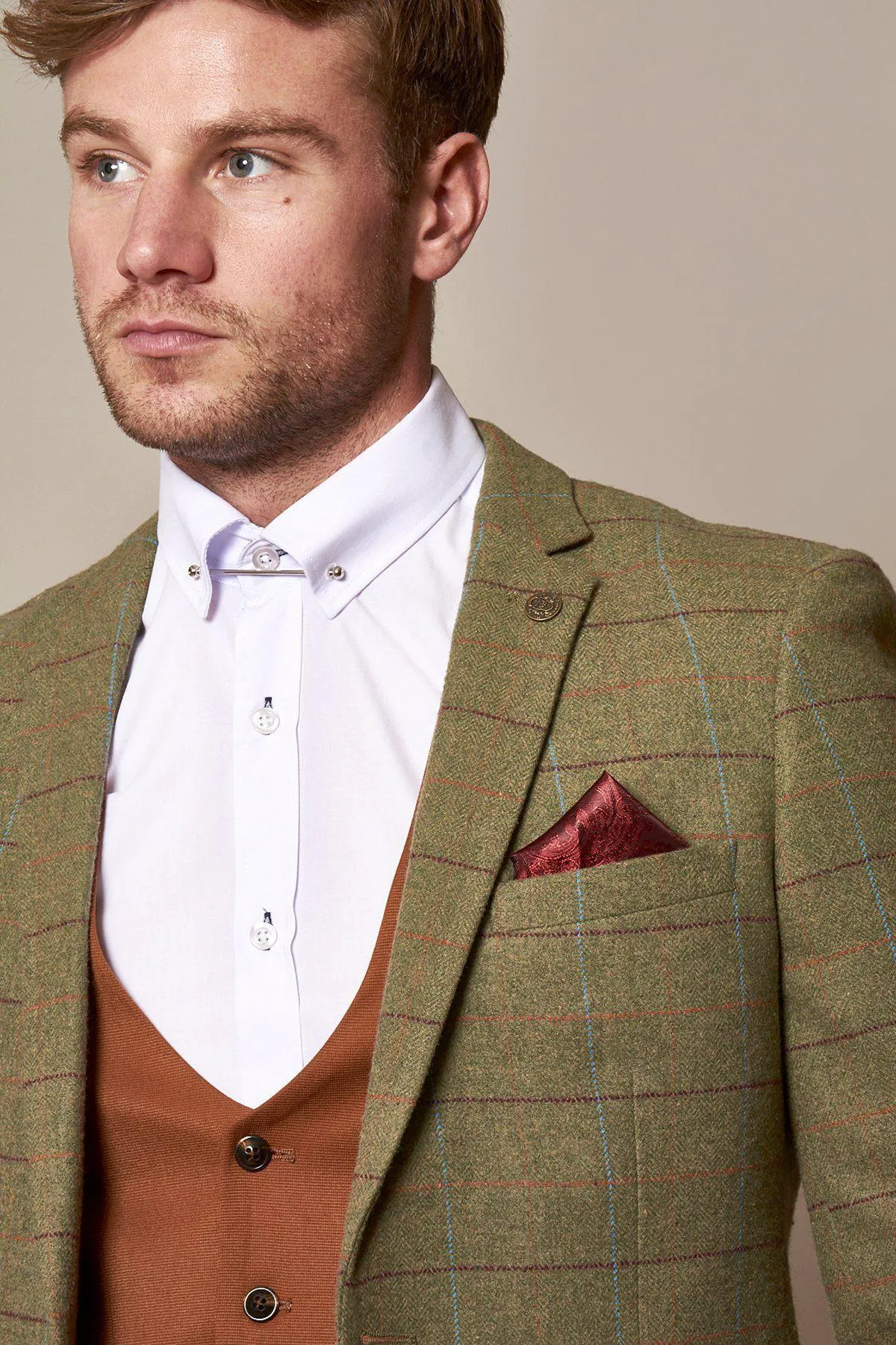 ELLIS - Moss Green Check Tweed Blazer