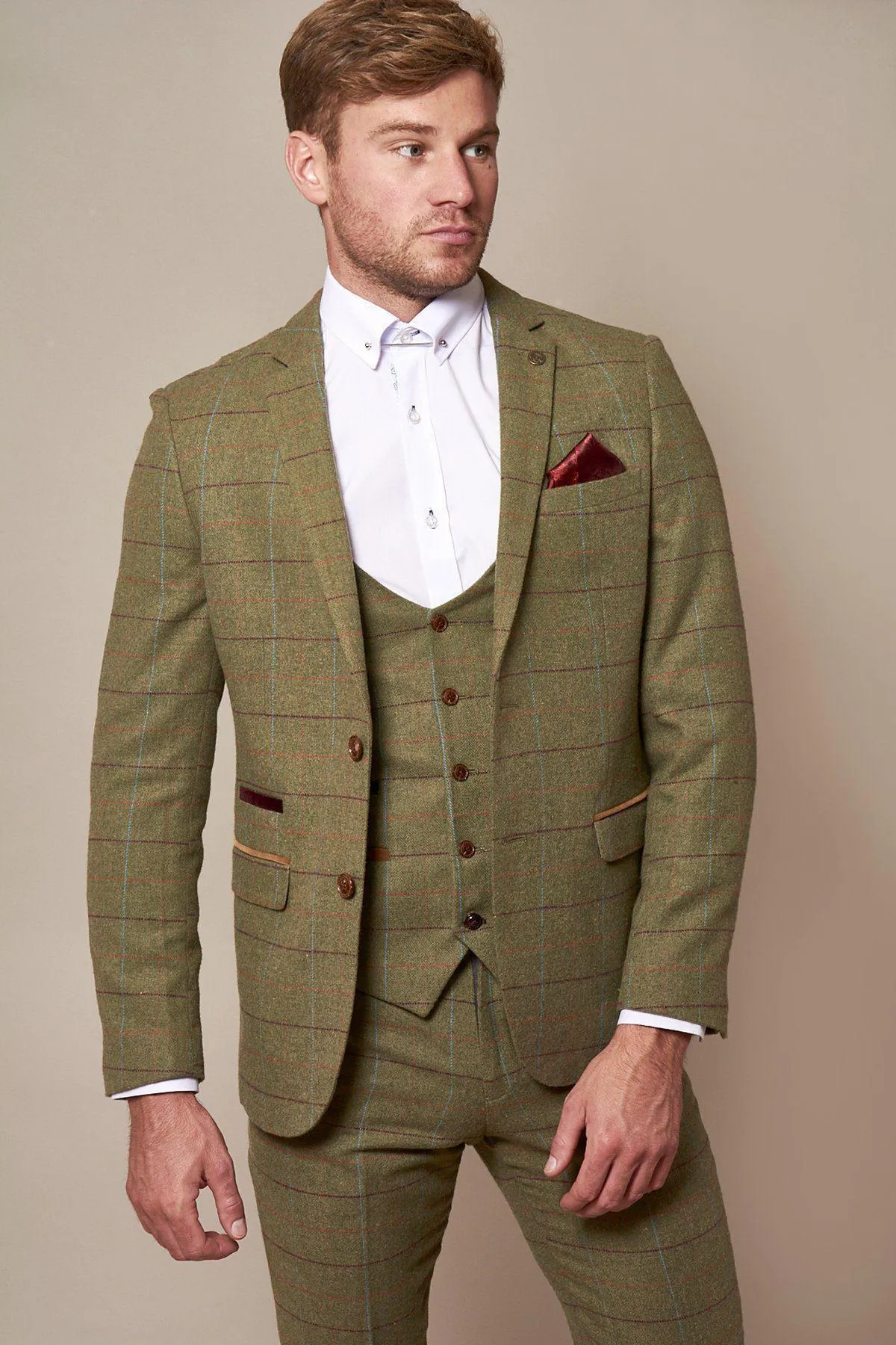 ELLIS - Moss Green Check Tweed Blazer