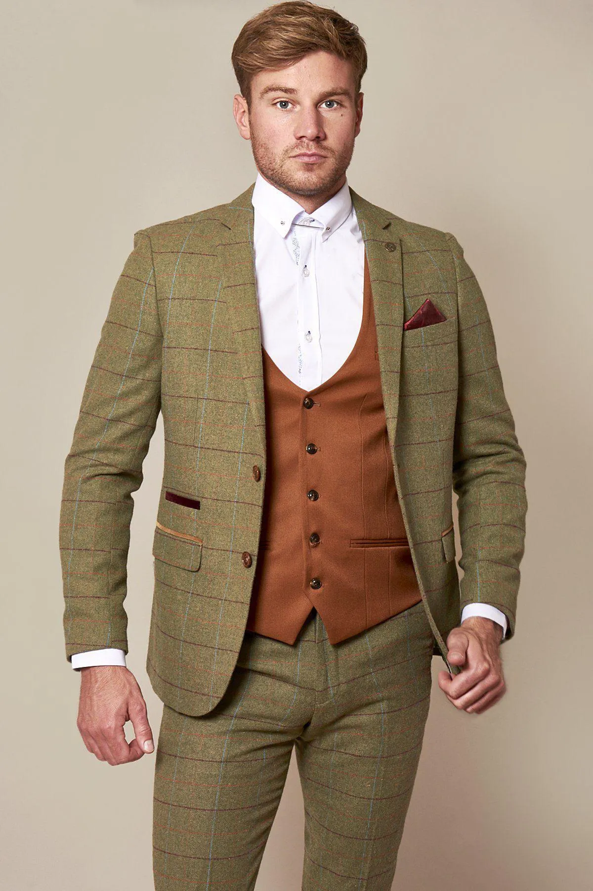 ELLIS - Moss Green Check Tweed Blazer