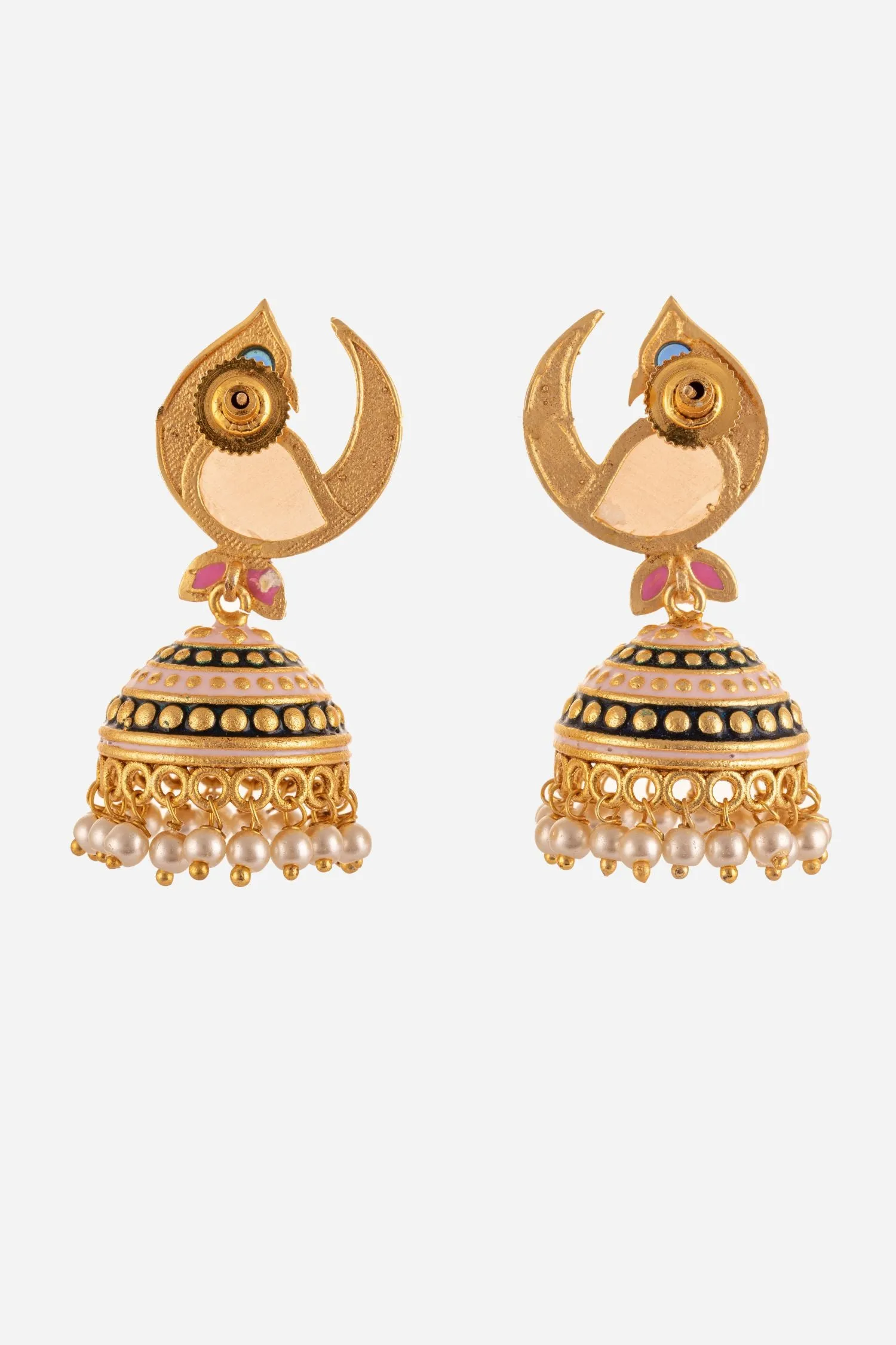 Enameled Peacock Motif Jhumki