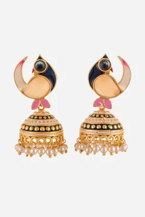 Enameled Peacock Motif Jhumki