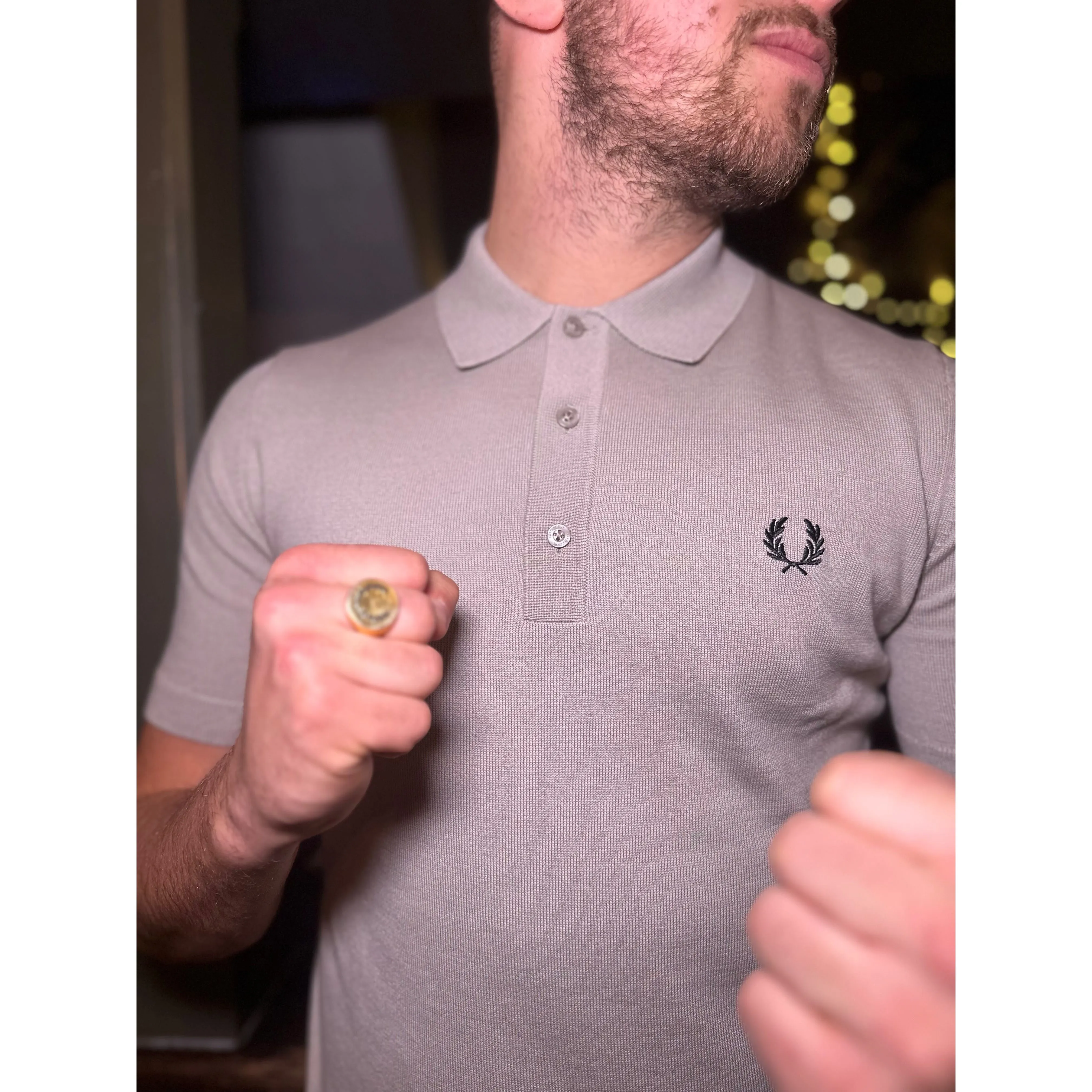 Fred Perry - K7623 Dark Oatmeal Merino Knitted - Polo