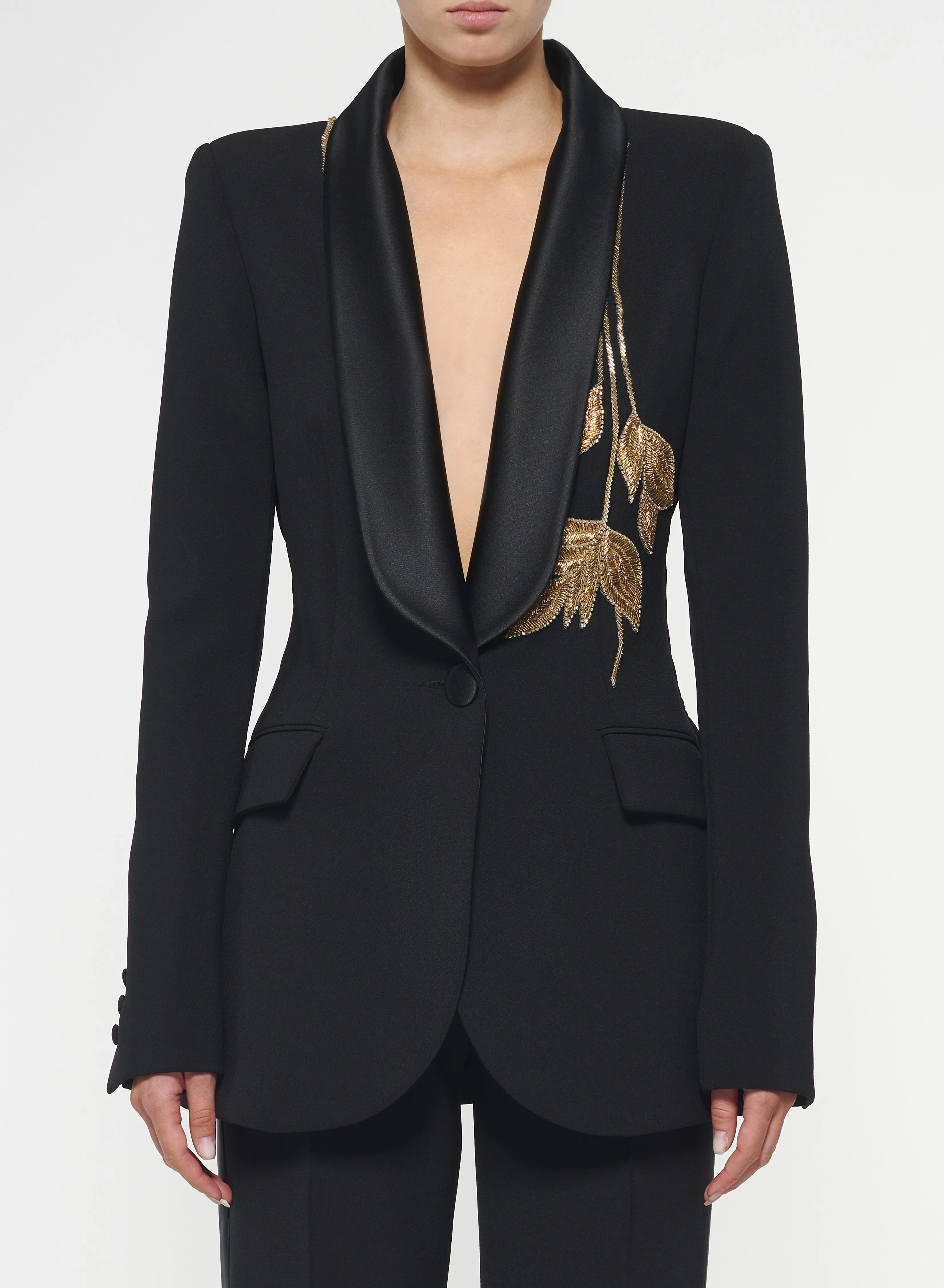 Gold Foliage Embroidered Blazer