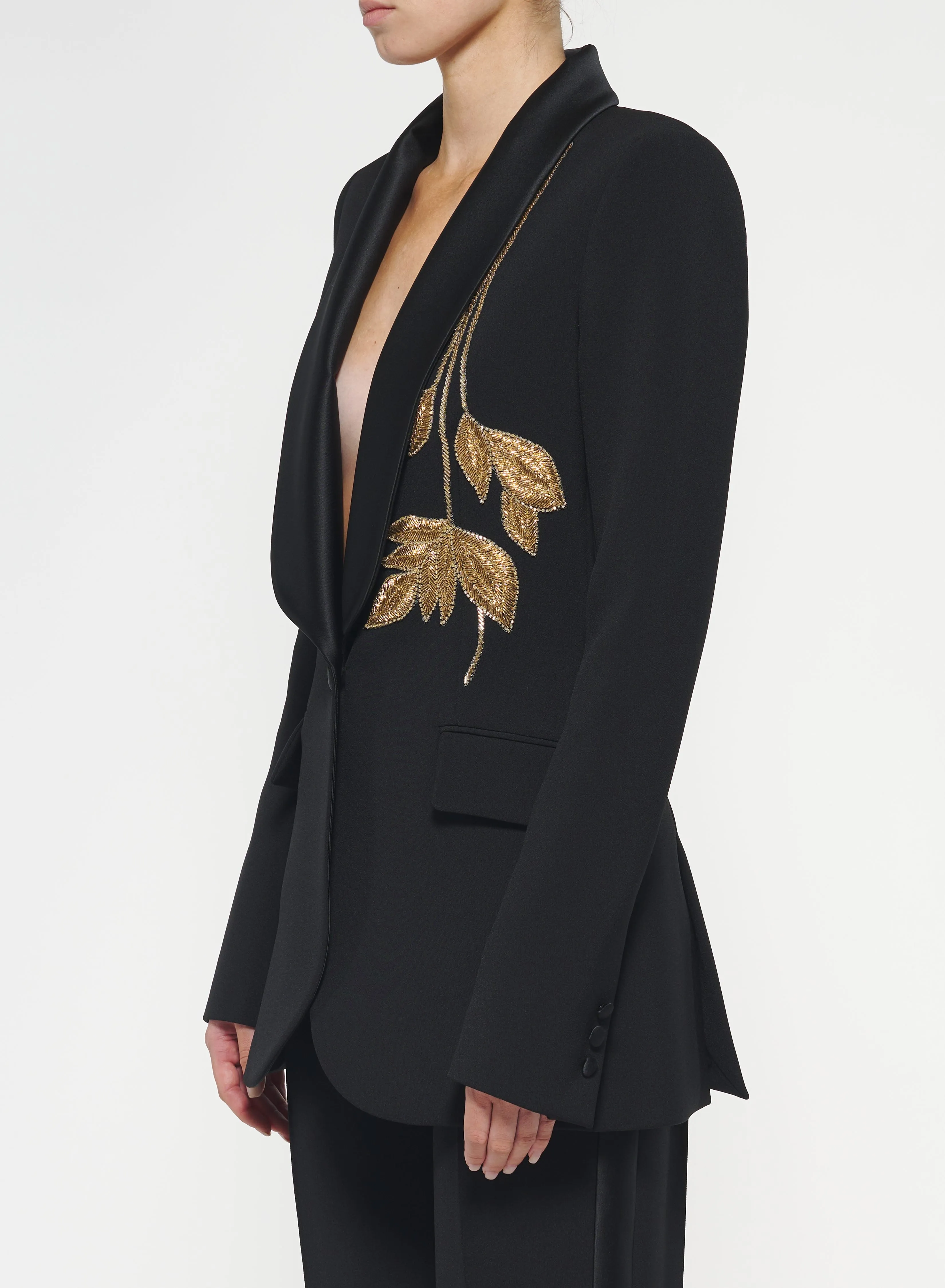 Gold Foliage Embroidered Blazer