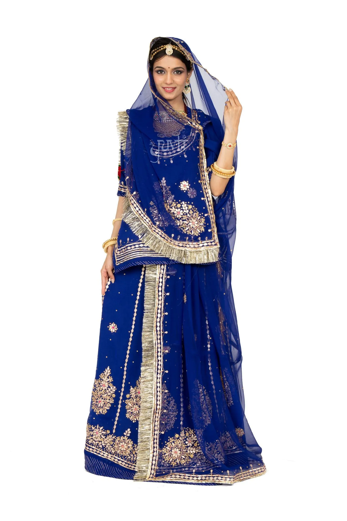 Gota Patti Kundan Blue Rajputi Poshak