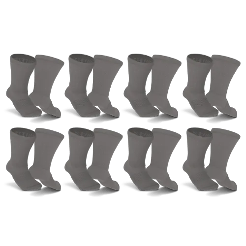 Gray Non-Binding Diabetic Thin Socks 8-Pack