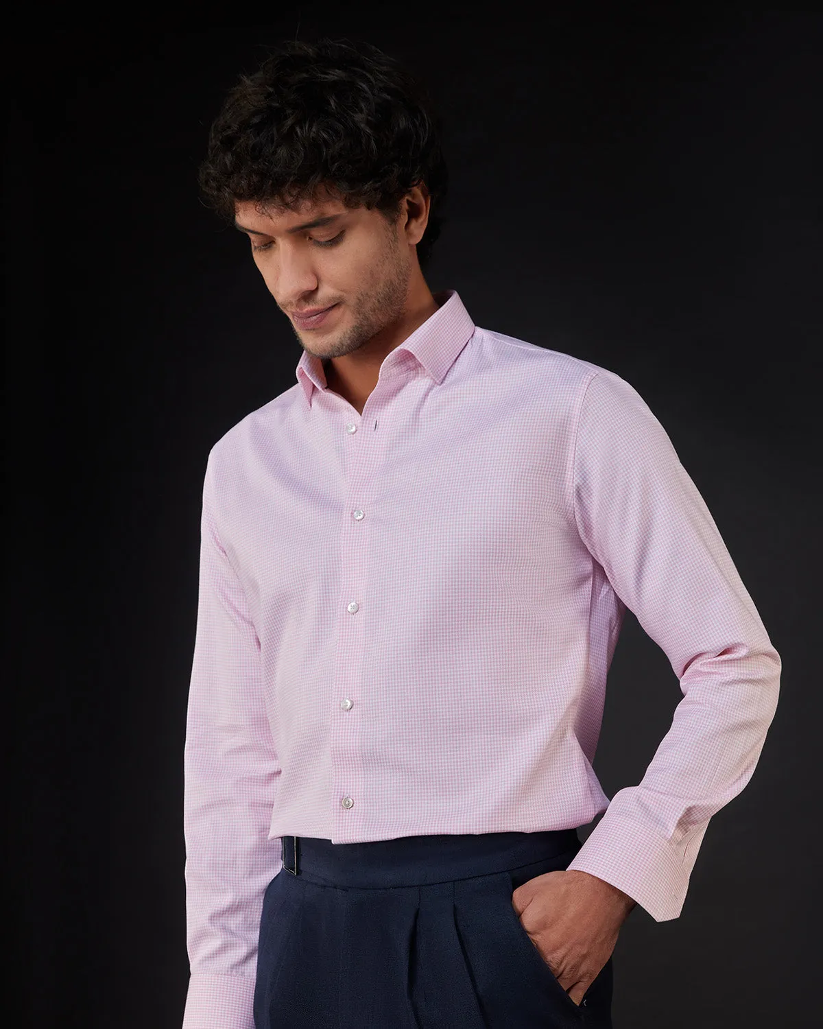 Houndstooth Shirt - Pink