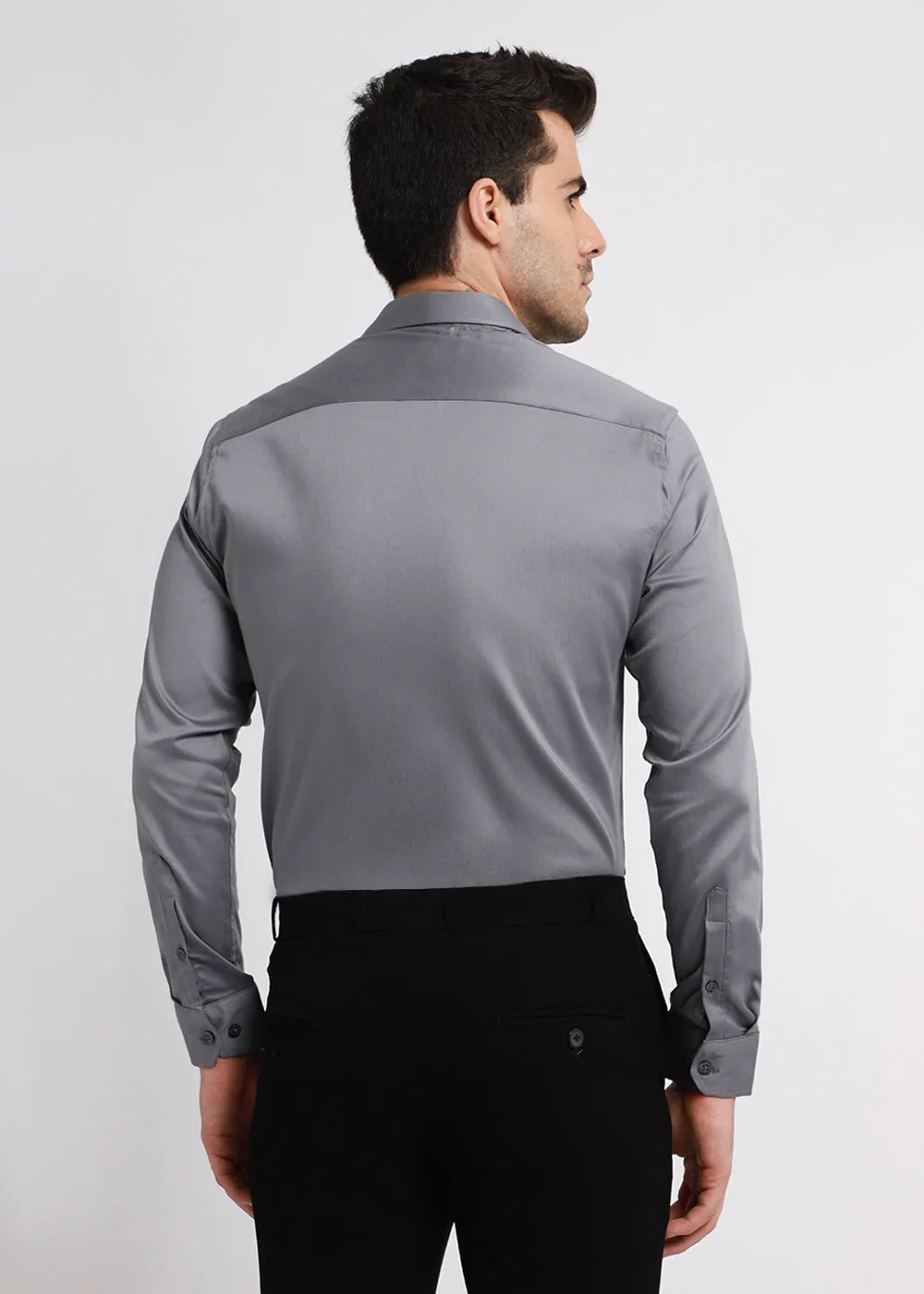 Stylish Hybrid Gray Satin Shirt for Effortless Elegance