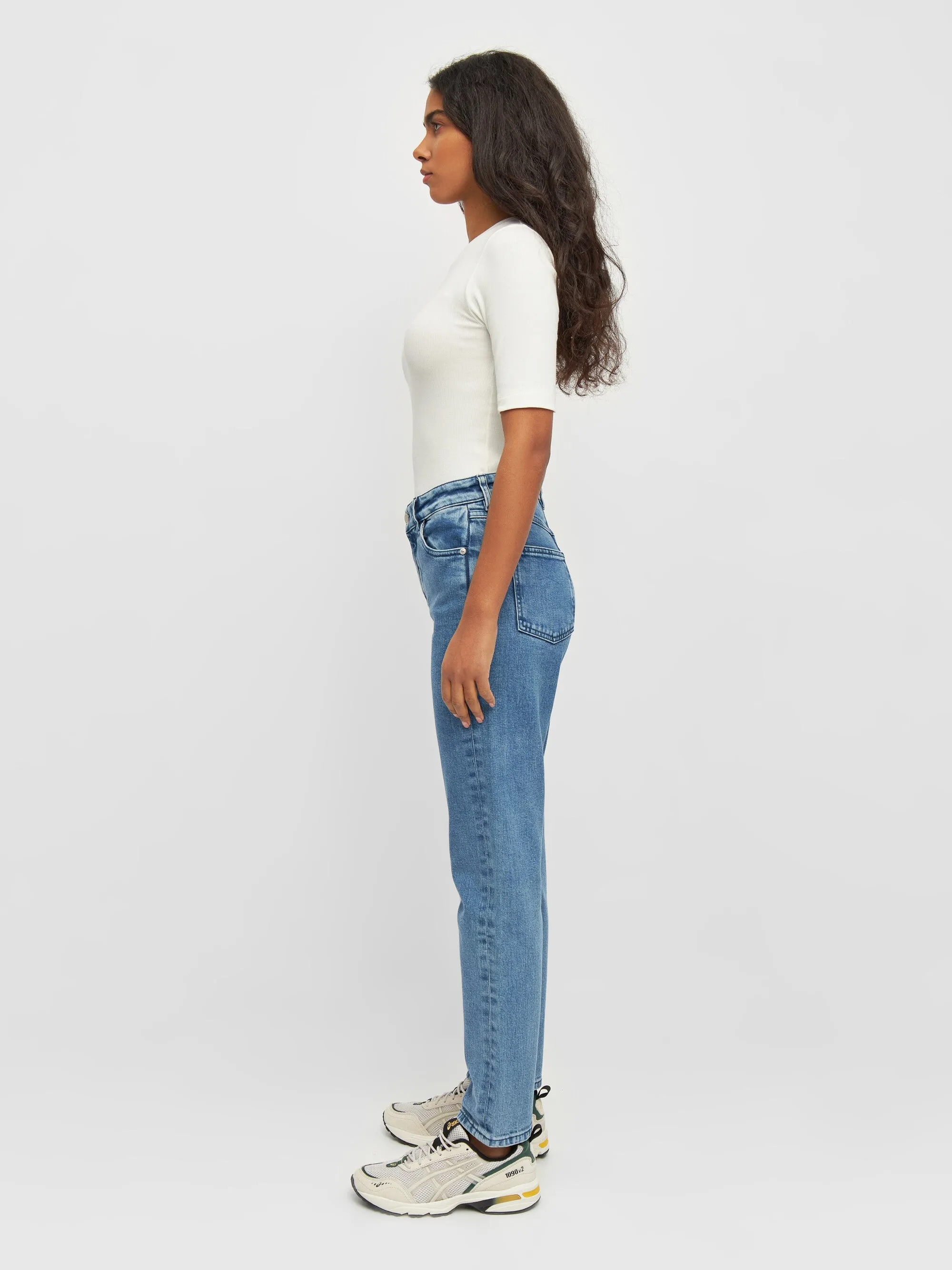 IRIS mom mid-rise light blue 5-pocket cropped jeans - Light blue