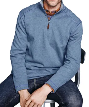 Johnston & Murphy Reversible Solid Quarter-Zip - Blue/Gray