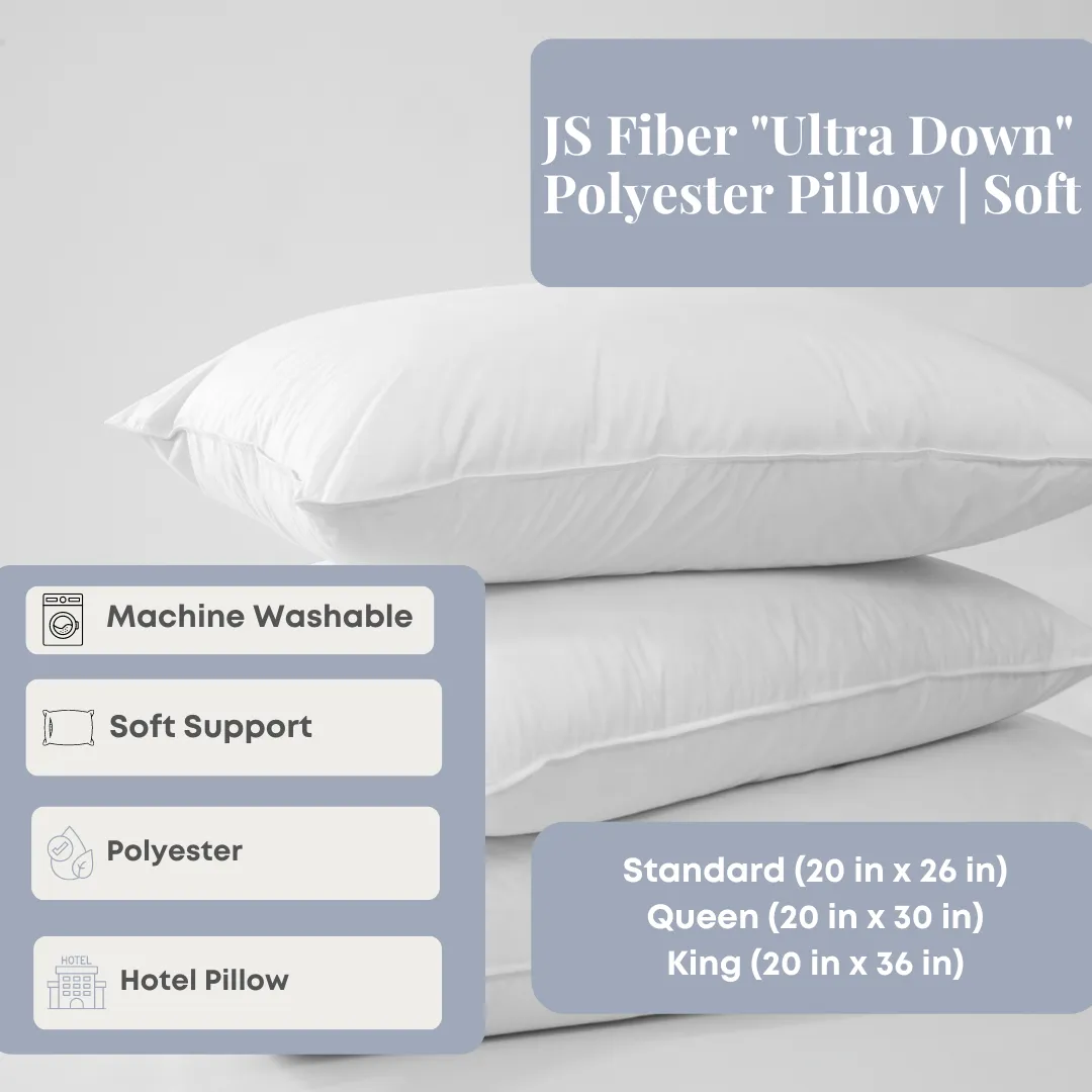 JS Fiber "Ultra Down" Polyester Pillow | Soft